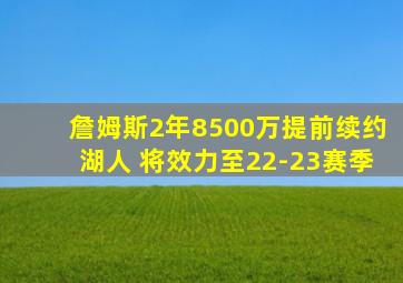 詹姆斯2年8500万提前续约湖人 将效力至22-23赛季